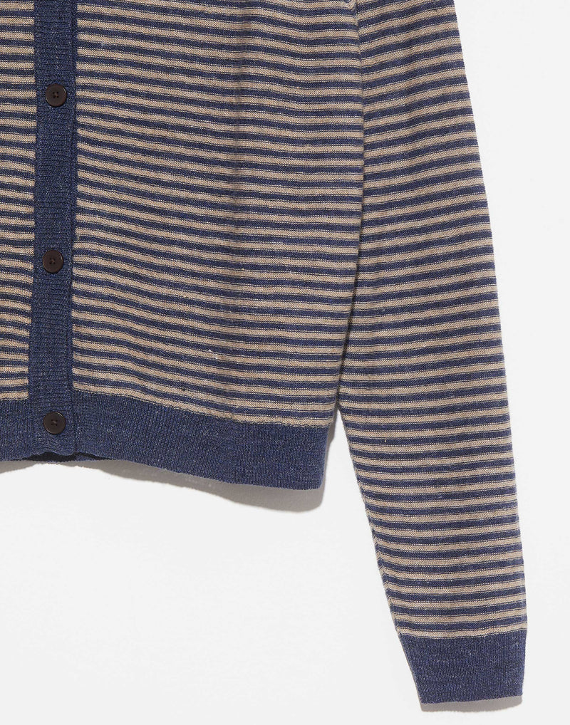 Blue Stripe Linen & Wool Cardigan
