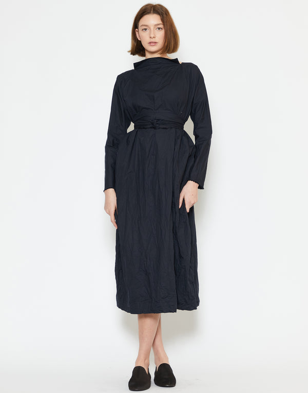 Dark Blue Cotton Luciana Nido Lavato Dress