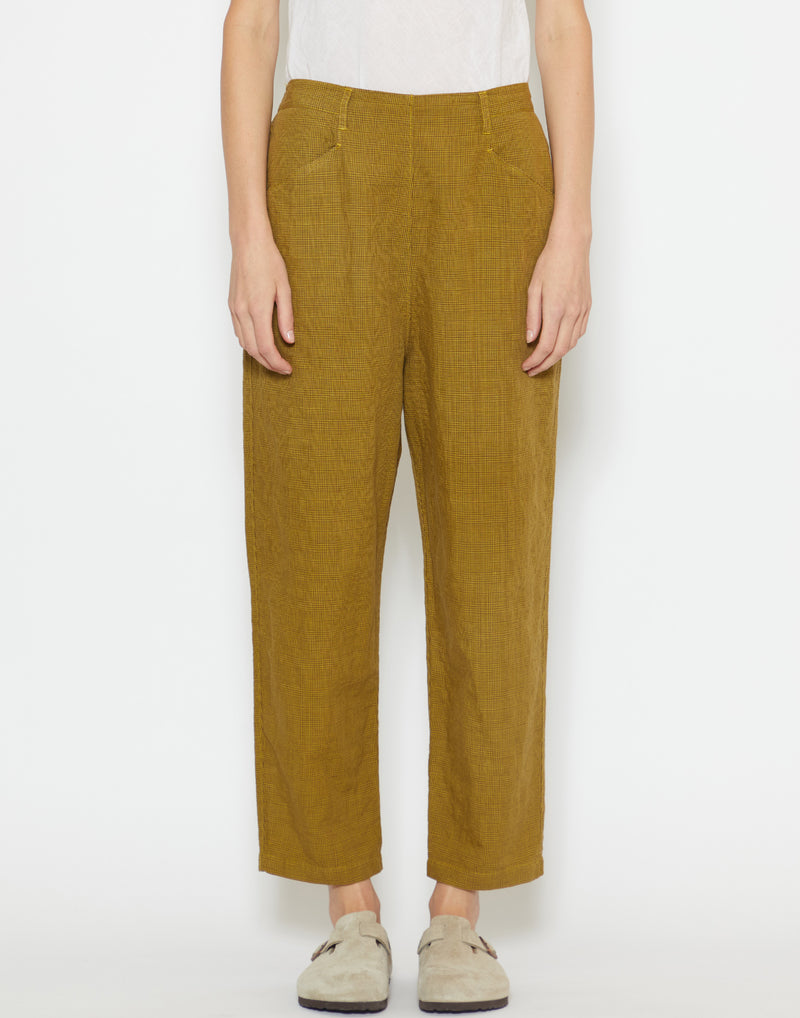 Golden Olive Cotton & Linen Alix Trousers