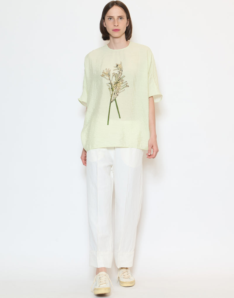 Off White Viscose & Linen Panesh Pants