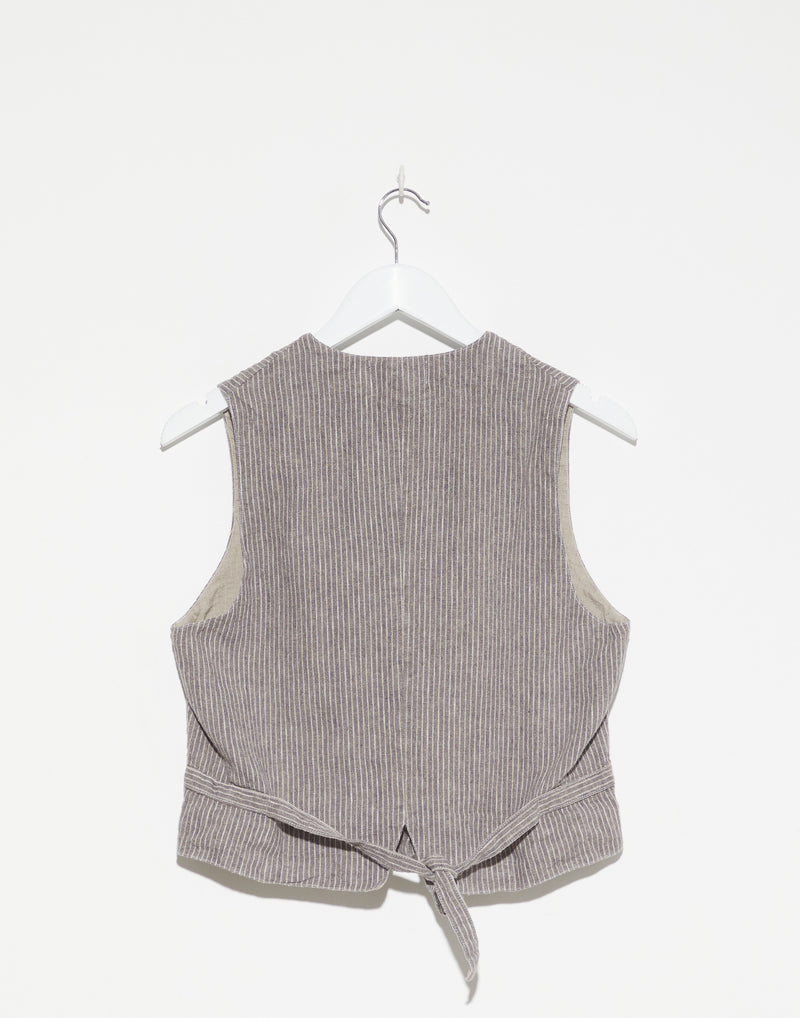 Grey Stripe Linen Blend Oscar Vest