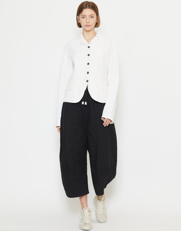 Black Cotton Cropped Pants