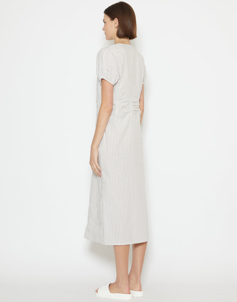 Lake Stripe Cotton Poplin Pinched Dress