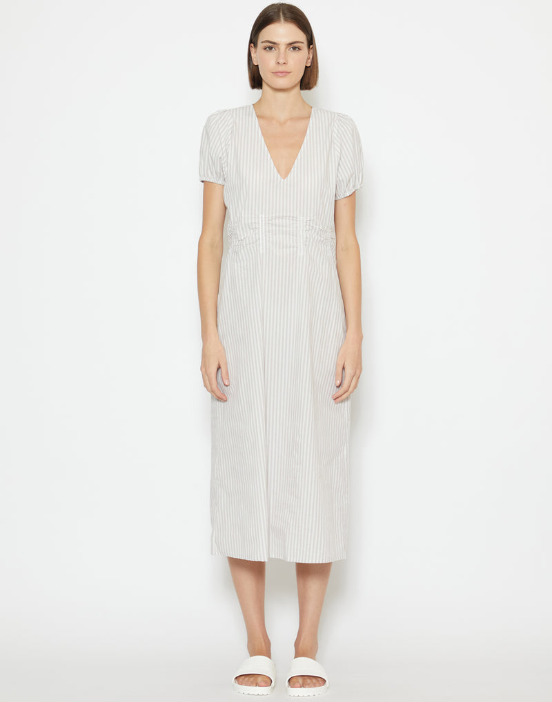 Lake Stripe Cotton Poplin Pinched Dress