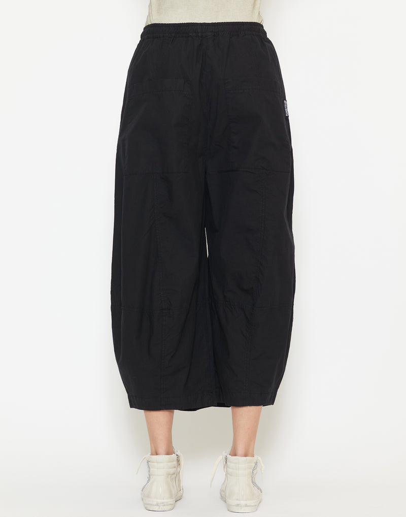 Black Cotton Cropped Pants