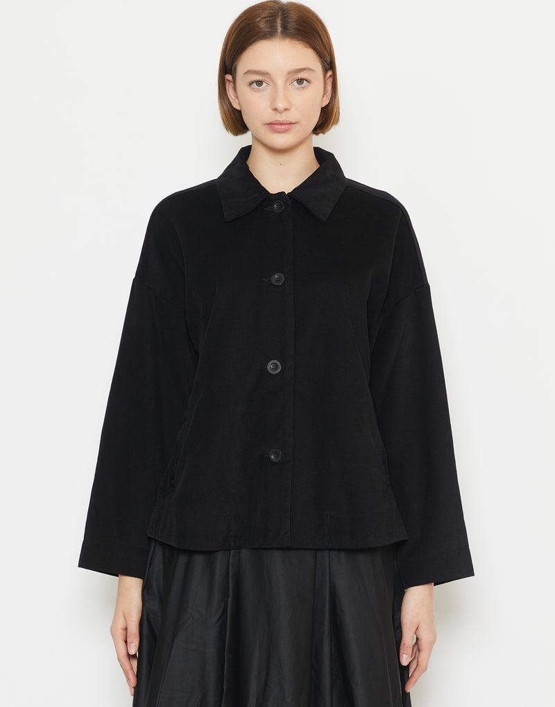 Black Cotton Blend Juliette Jacket