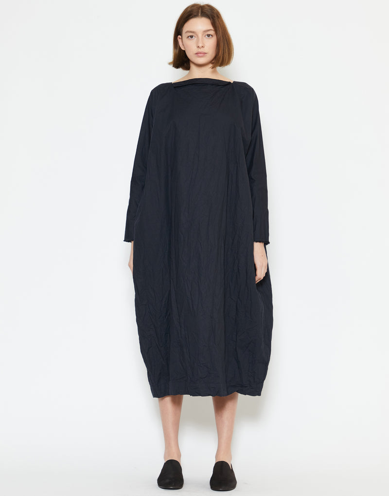 Dark Blue Cotton Luciana Nido Lavato Dress