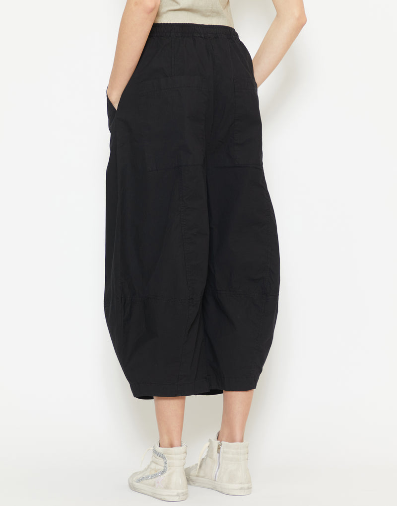 Black Cotton Cropped Pants