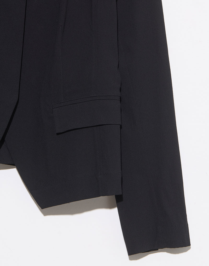 Black Viscose & Wool Blend Stretch Jacket