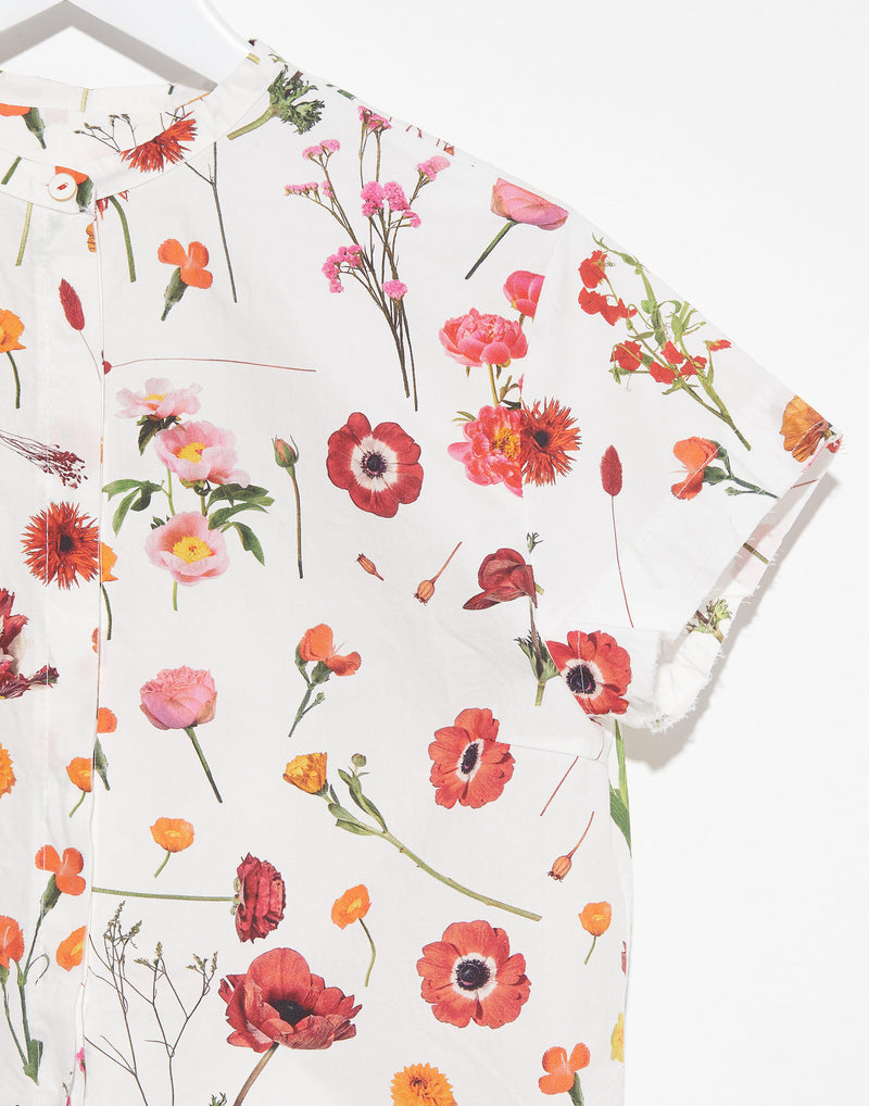 Red Floral Cotton Clementine Shirt