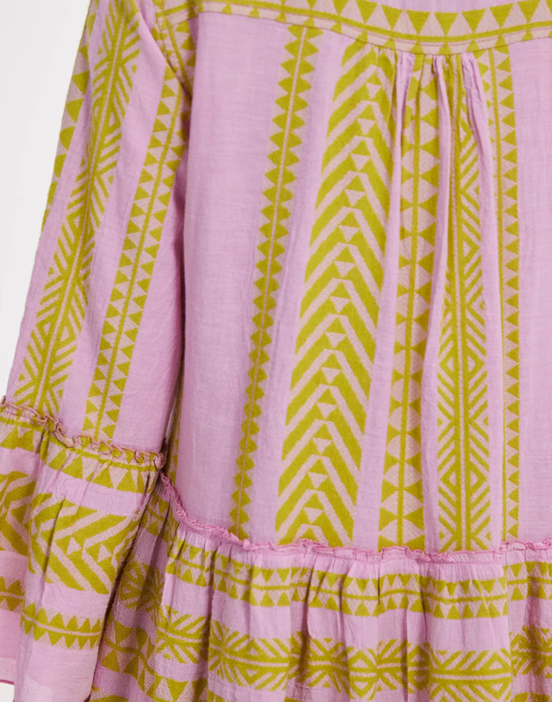 Lime & Pink Cotton Blend Ella Midi Dress