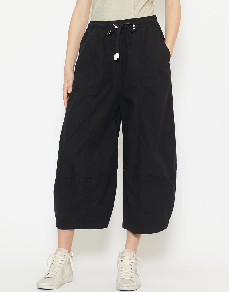 Black Cotton Cropped Pants