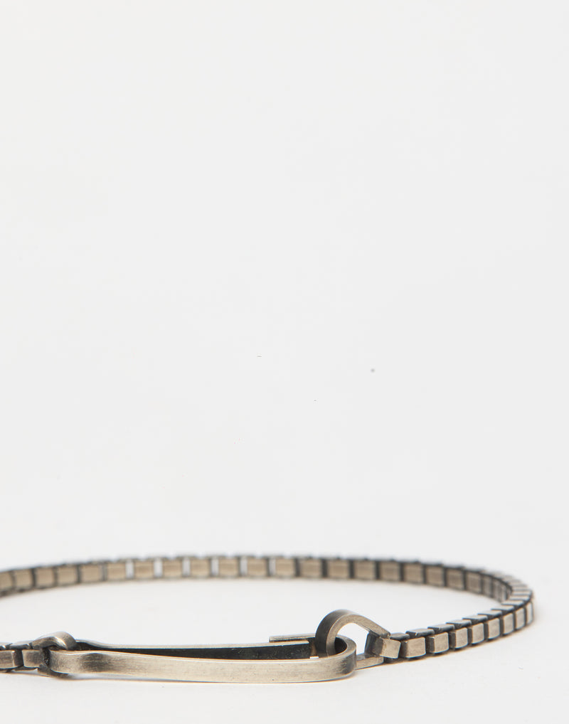 Silver Fine Box Chain Snap Link Bracelet