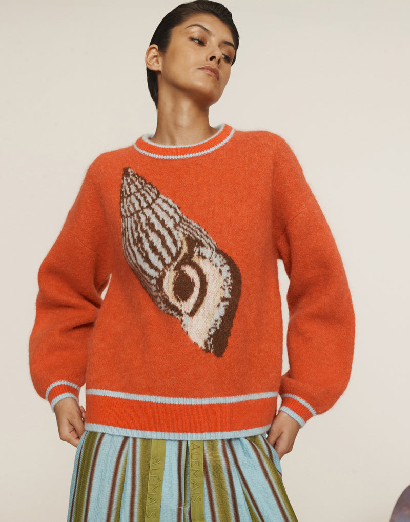 Wool Blend Sea Star Shell Pullover