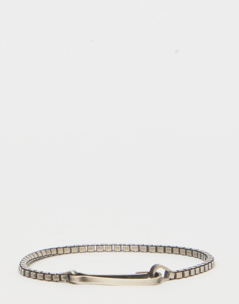 Silver Fine Box Chain Snap Link Bracelet