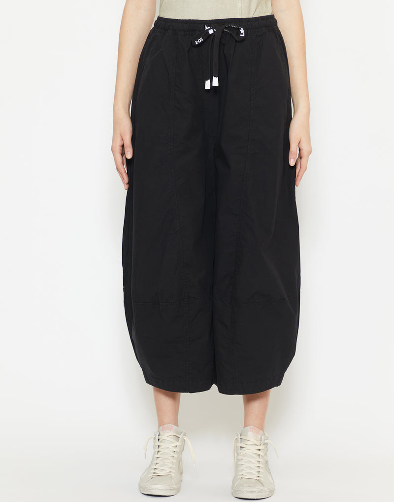 Black Cotton Cropped Pants