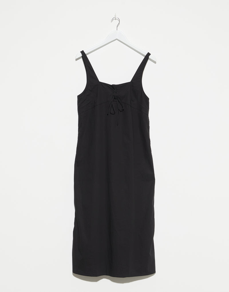 Black Cotton Poplin Eyelet Dress