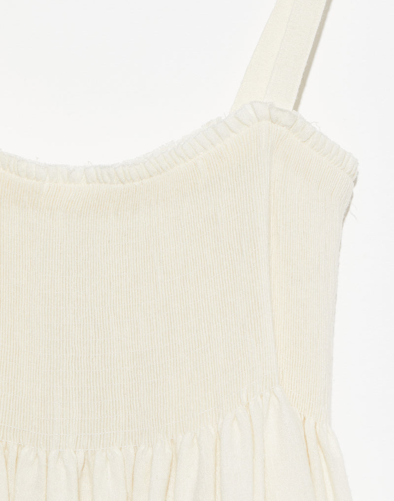 Off White Wool & Linen Gal Smock Dress