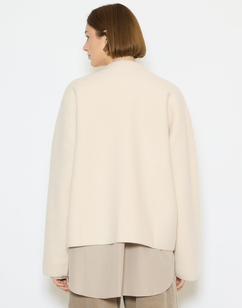 Off White Boiled Wool Miracle Cardigan