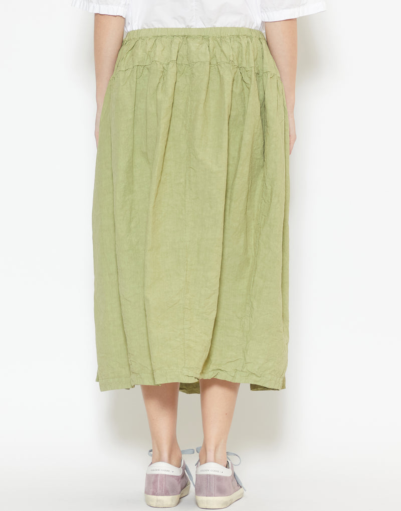 Army Green Cotton & Linen Coli Skirt