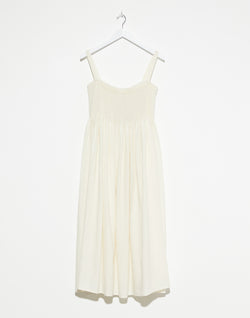 Off White Wool & Linen Gal Smock Dress