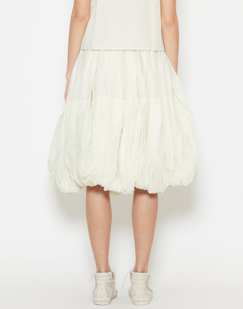 Off White Cotton Balloon Skirt