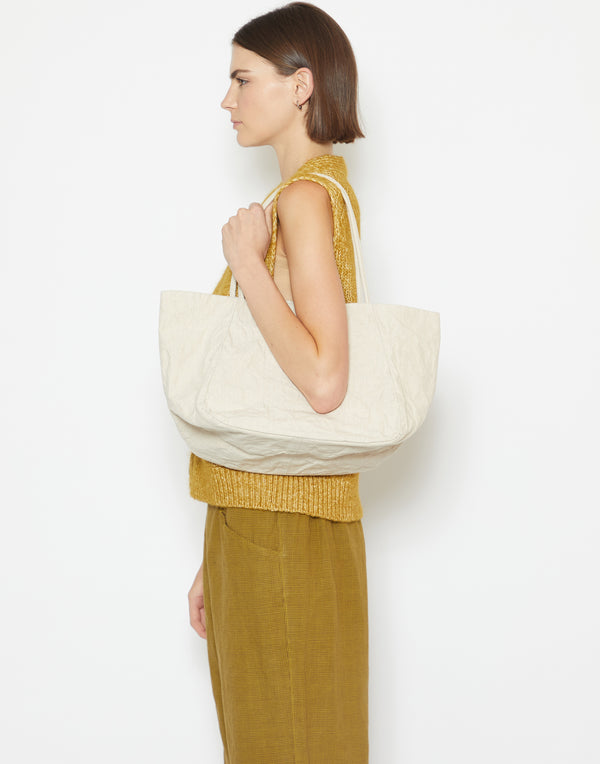 Natural Linen & Metallic Foil Victoria Bag