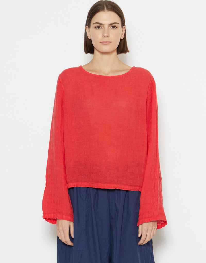 Protea Red Linen Gauze Lilly Top