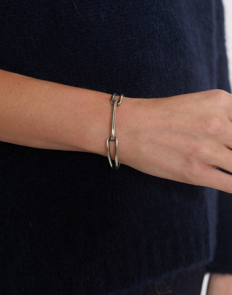 Silver Crossed Bangle