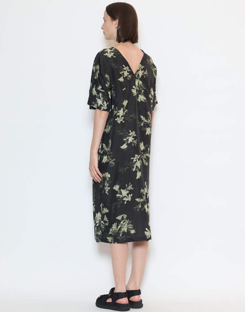 Black Anigo Floral V-Neck Dara Dress