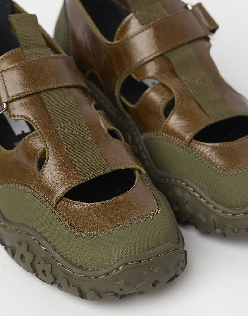 Olive Green Leather Aria Sneakers