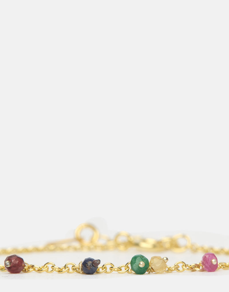 Multicolour Gem & Gold Chain Bracelet