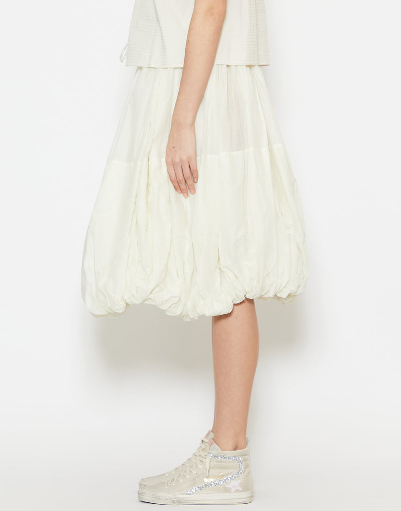 Off White Cotton Balloon Skirt