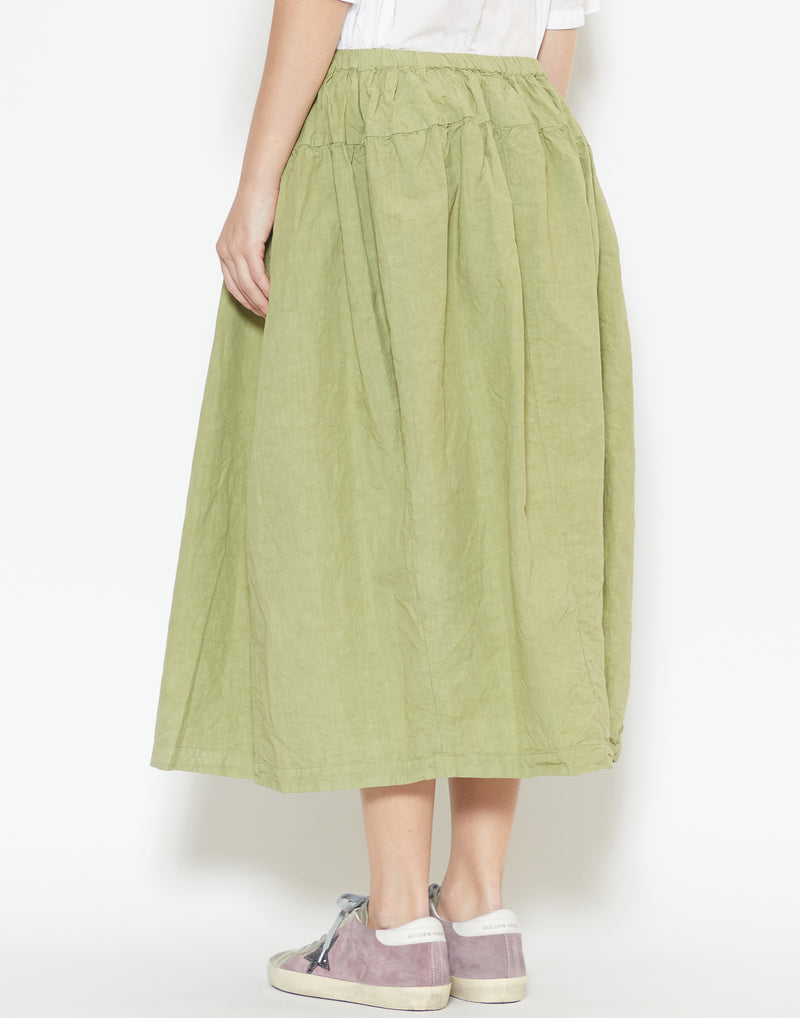 Army Green Cotton & Linen Coli Skirt