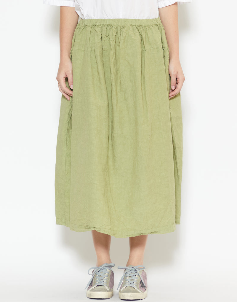 Army Green Cotton & Linen Coli Skirt