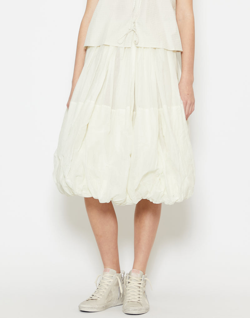 Off White Cotton Balloon Skirt