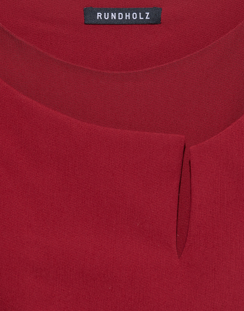 Red Viscose & Wool Blend Stretch Dress