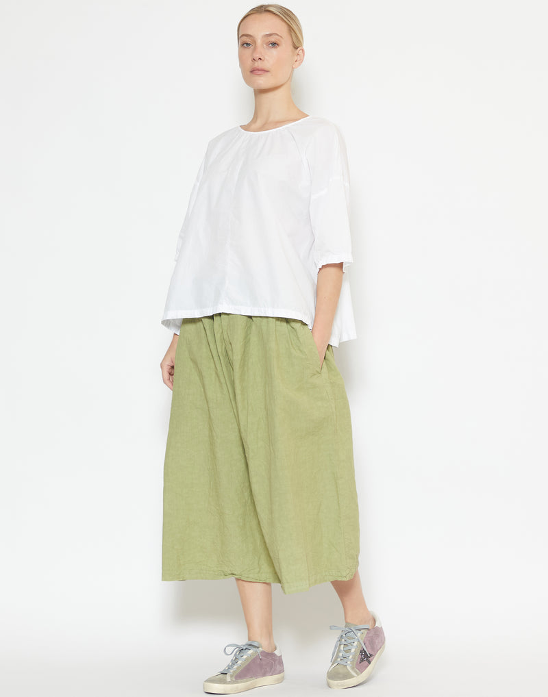 Army Green Cotton & Linen Coli Skirt