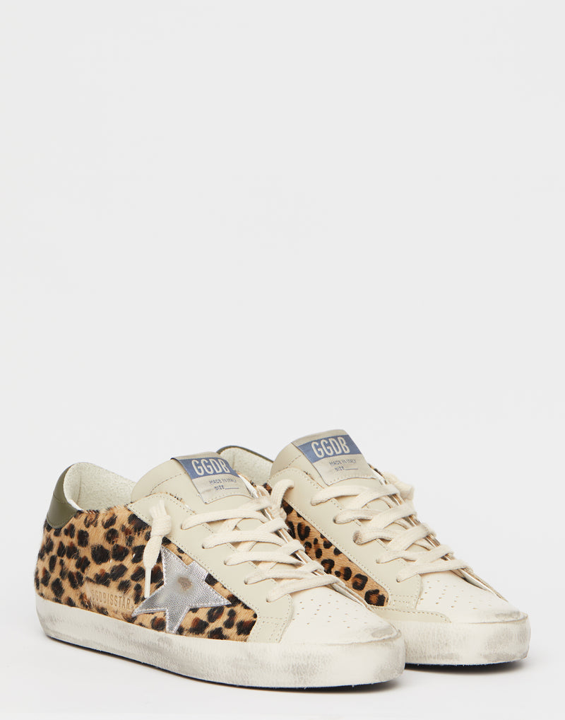 Leopard Print & Silver Superstar Sneakers