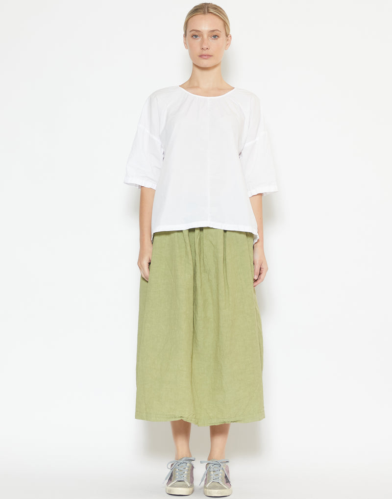 Army Green Cotton & Linen Coli Skirt