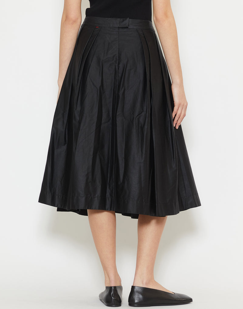 Black Lacquered Cotton Anarchic Skirt