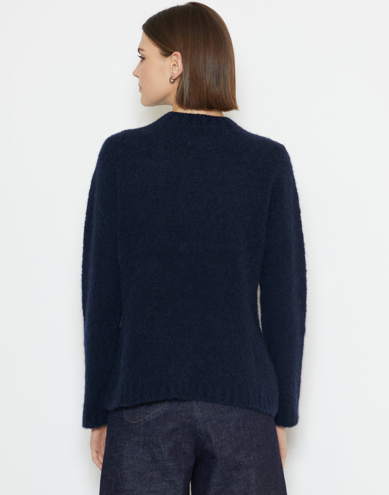 Navy Brushed Alpaca Blend Pullover