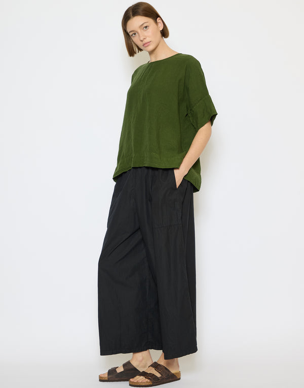 Black Cotton Poplin Chisato Pants