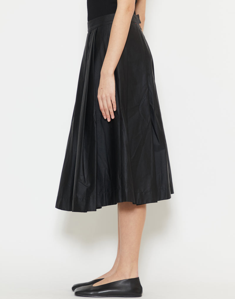 Black Lacquered Cotton Anarchic Skirt