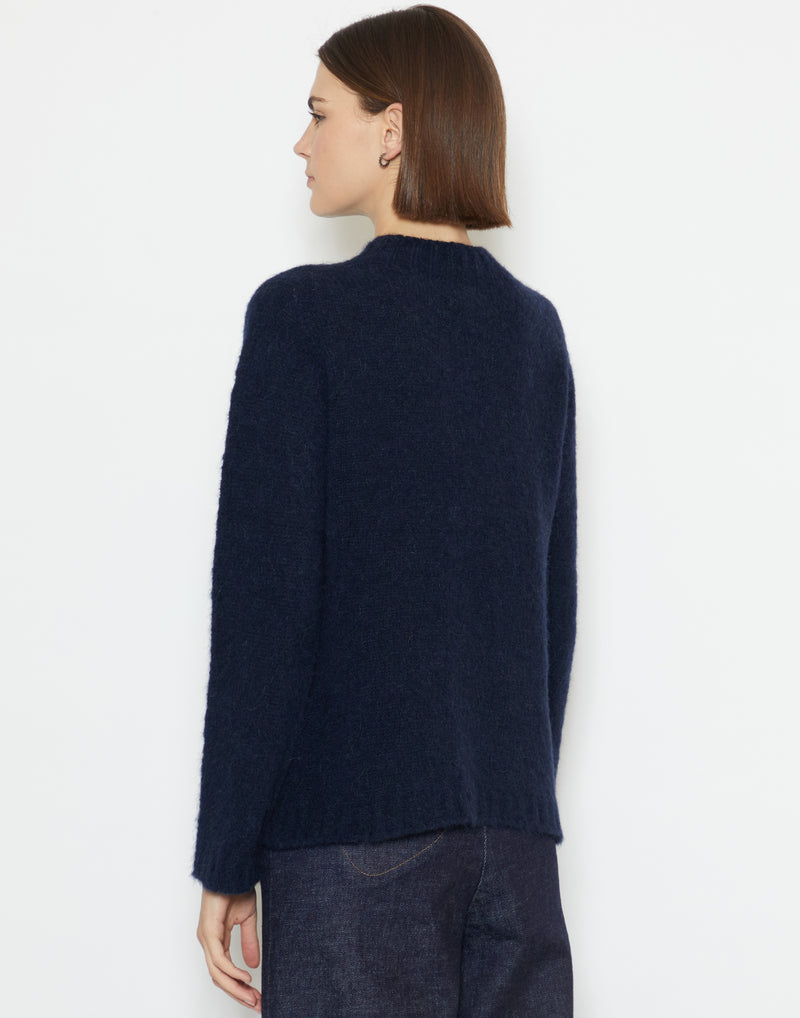 Navy Brushed Alpaca Blend Pullover