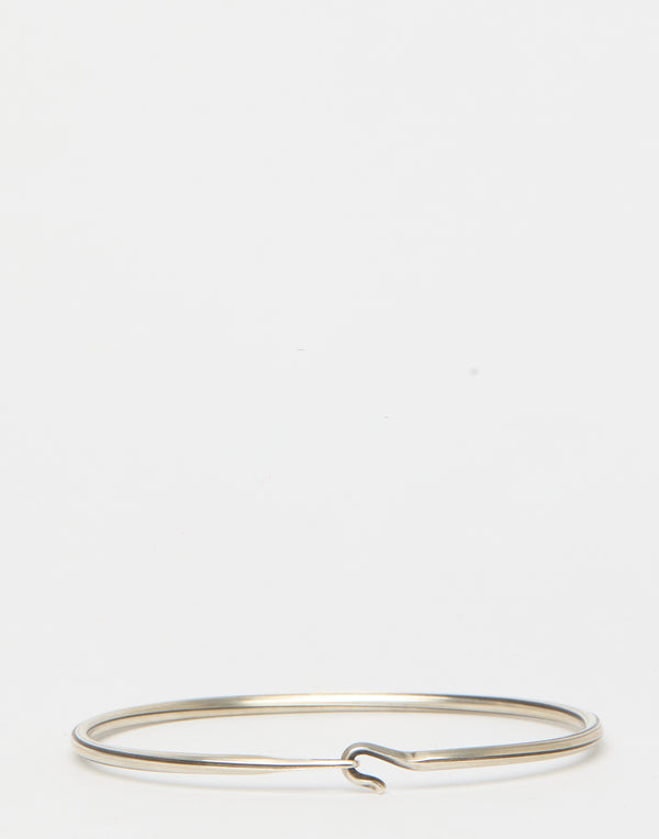 Silver Side Hook Groove Bangle