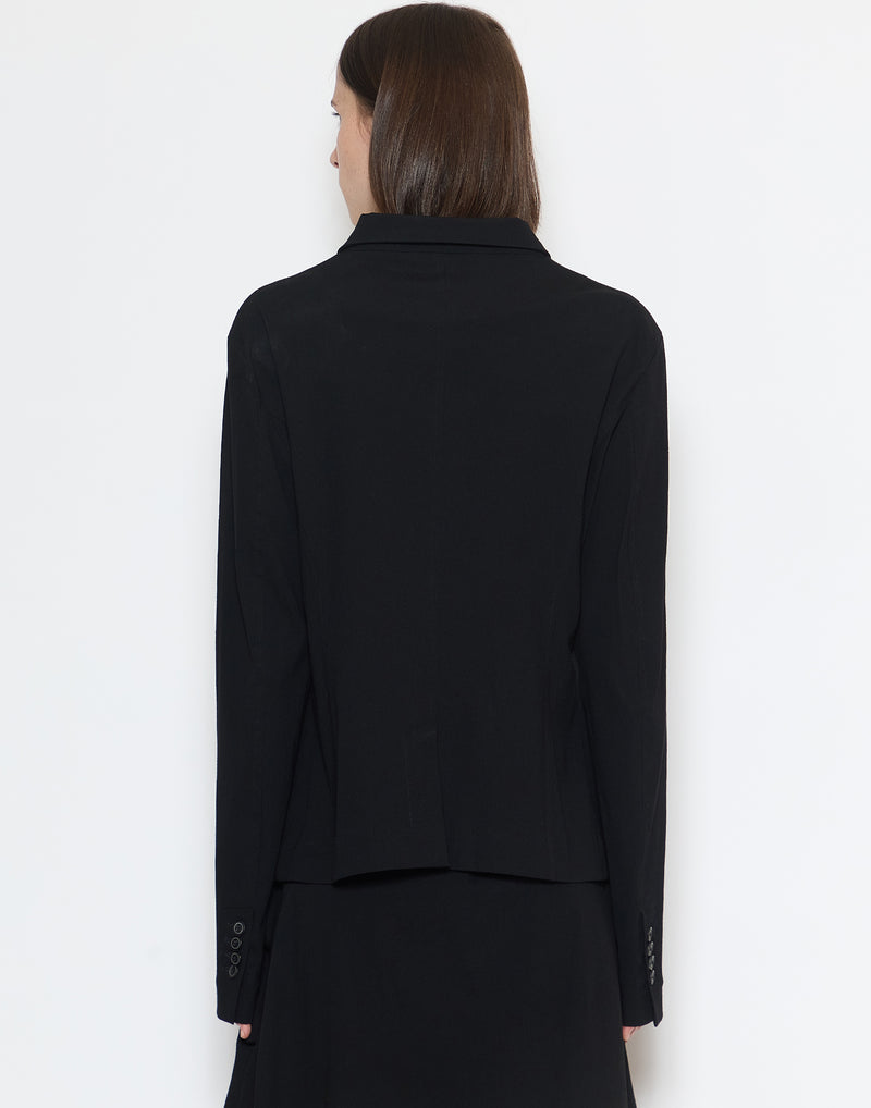 Black Viscose & Wool Blend Stretch Jacket