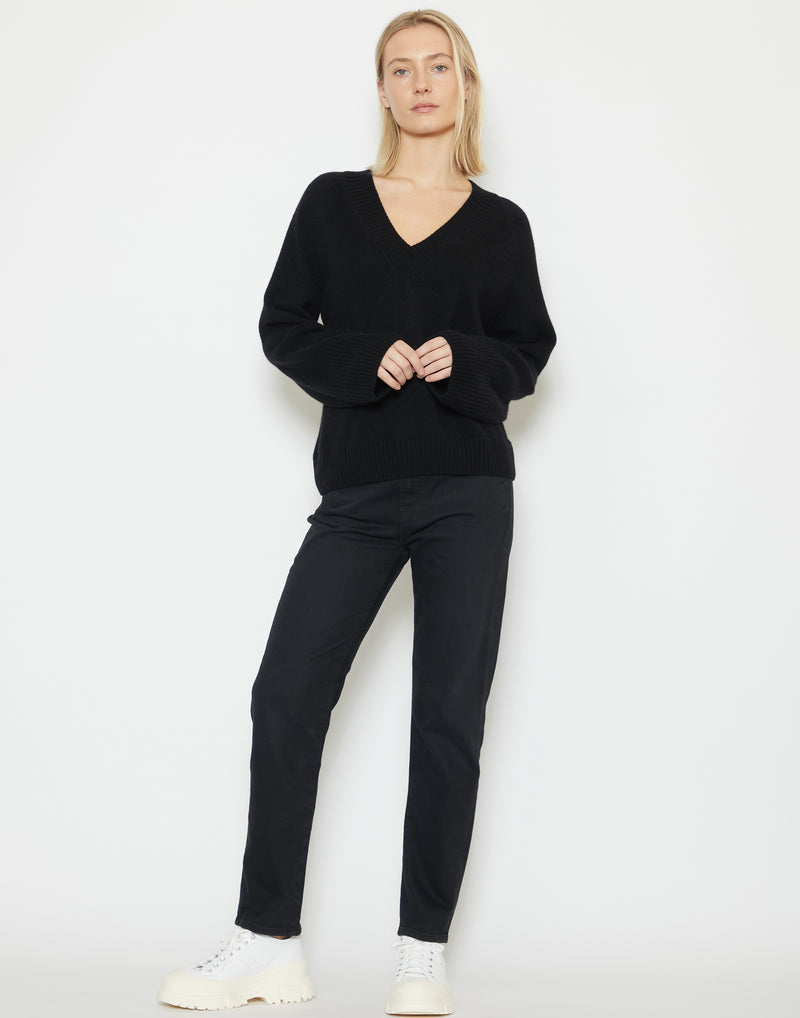 Black Cashmere Jara V Neck Pullover