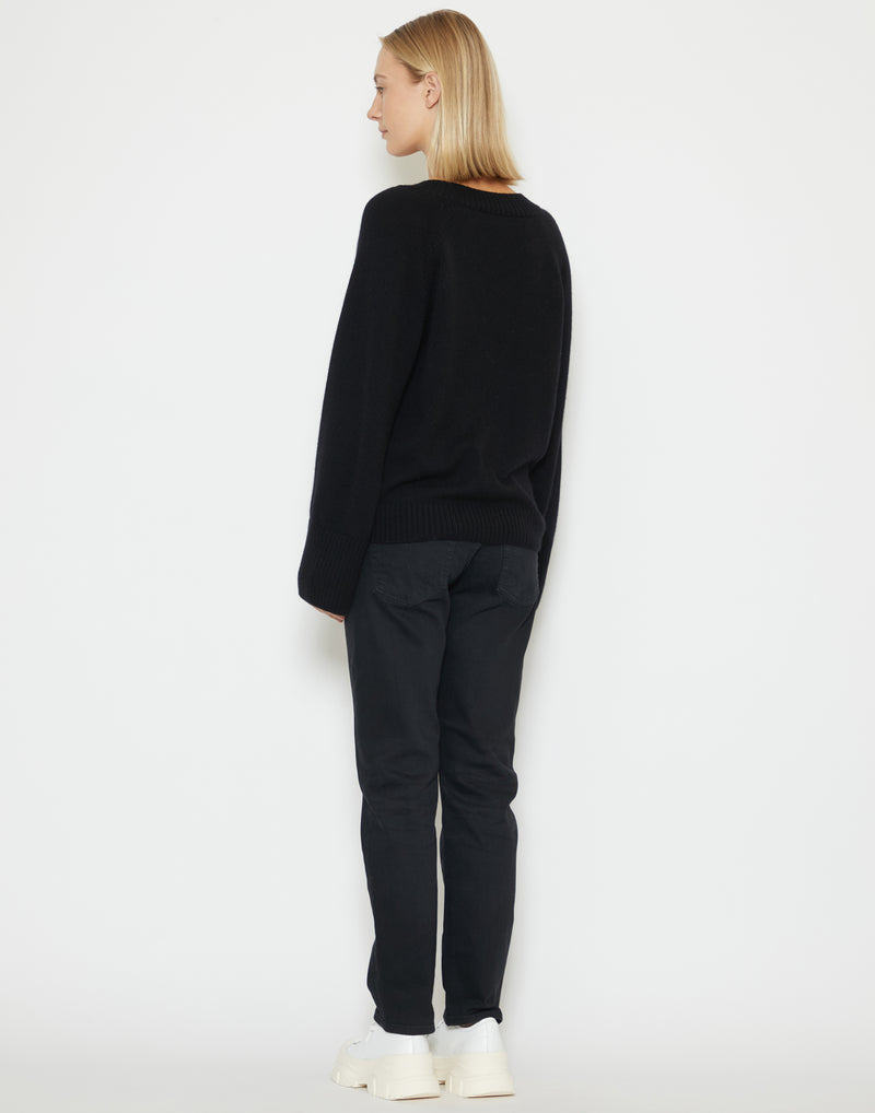 Black Cashmere Jara V Neck Pullover