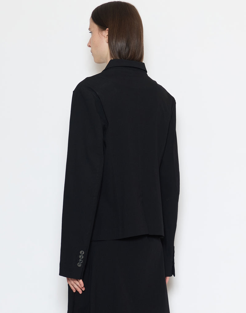 Black Viscose & Wool Blend Stretch Jacket